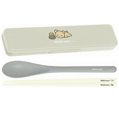 Japan San-X Chopsticks 18cm & Spoon with Case - New Basic Rilakkuma