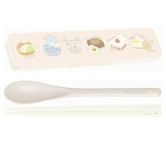 Japan San-X Chopsticks 18cm & Spoon with Case - Sumikko Gurashi / Dessert