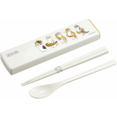 Japan Mofusand Chopsticks 18cm & Spoon with Case - Cat / Fried Shrimp Tail