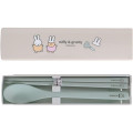 Japan Miffy Chopsticks 18cm & Spoon with Case - Miffy & Grunty - 1