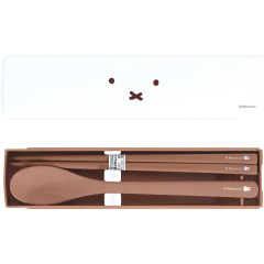 Japan Miffy Chopsticks 18cm & Spoon with Case - Brown