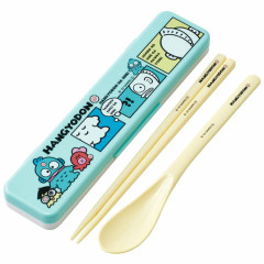 Japan Sanrio Chopsticks 18cm & Spoon with Case - Hangyodon