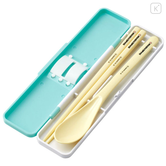 Japan Sanrio Chopsticks 18cm & Spoon with Case - Hangyodon - 2