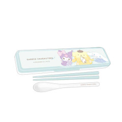 Japan Sanrio Chopsticks 18cm & Spoon with Case - Cinnamoroll & Kuromi & Pompompurin / Latte Bear Baby