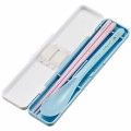 Japan San-X Chopsticks 18cm & Spoon with Case - Sumikko Gurashi / Blue & Pink - 2