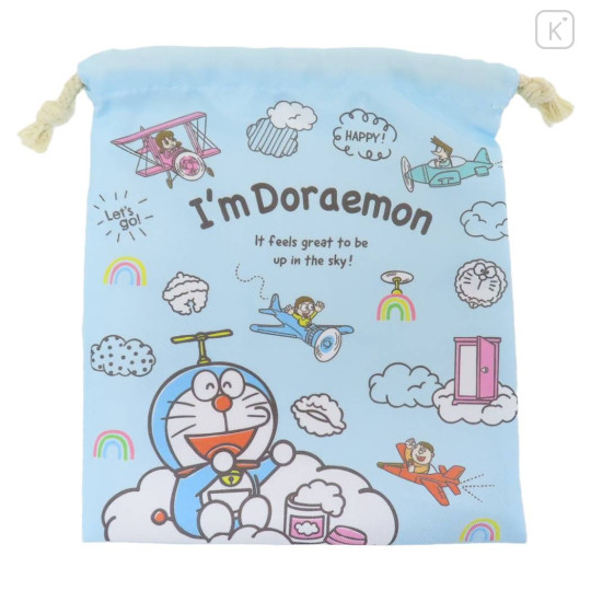 Japan Doraemon Drawstring Bag - Playing in The Sky - 1