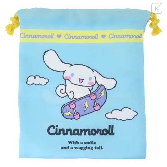 Japan Sanrio Drawstring Bag - Cinnamoroll / Sky Blue - 1