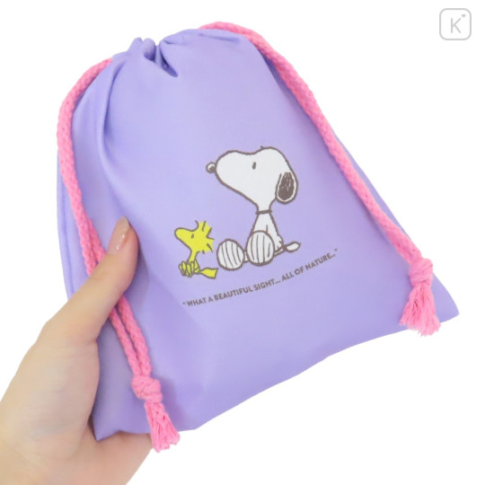 Japan Peanuts Drawstring Bag - Snoopy / Love Nature Purple - 2