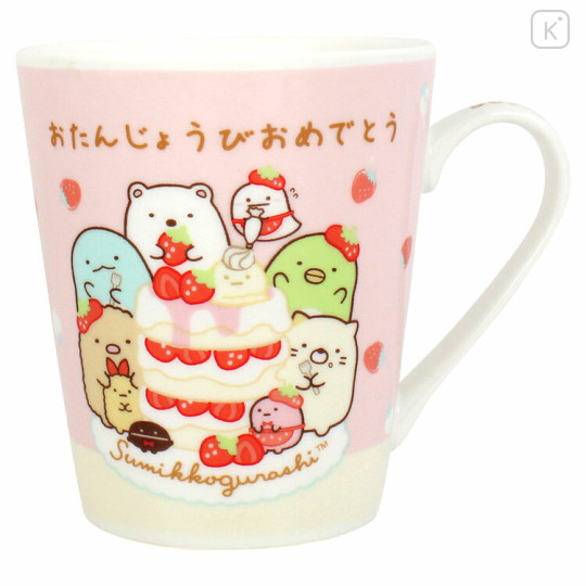 Japan San-X Ceramic Mug - Sumikko Gurashi / Happy Birthday & Strawberry Cake - 1