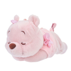 Japan Disney Store Fluffy Plush Pen Case - Pooh / Sakura Series