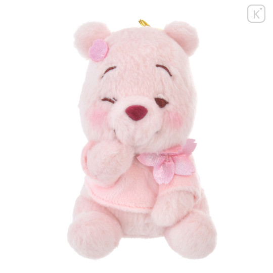 Japan Disney Store Fluffy Plush Keychain - Pooh : Sakura Series - 1