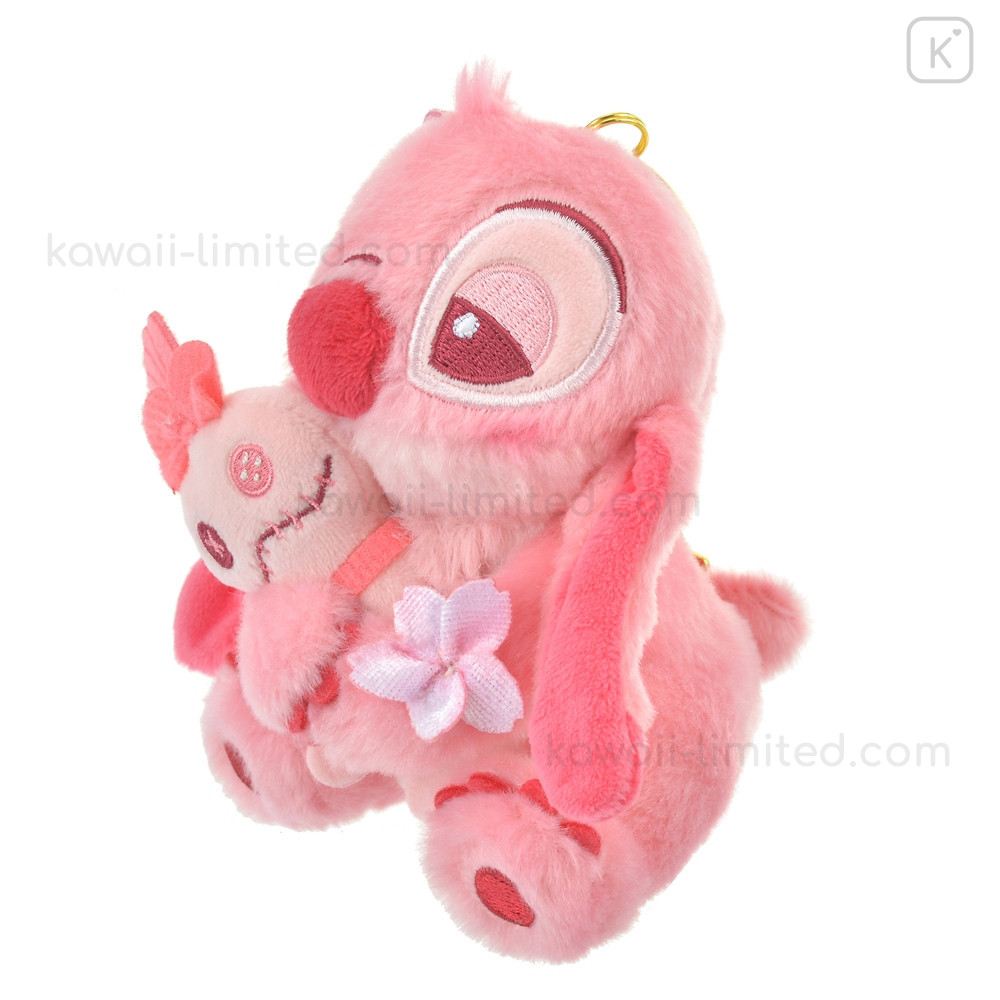 Japan Disney Store Fluffy Plush Keychain - Stitch Hug Scrump / Sakura  Series