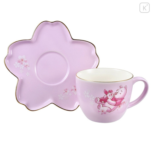 Japan Disney Store Tea Cup Set - Pooh Hug Piglet / Sakura Series - 1