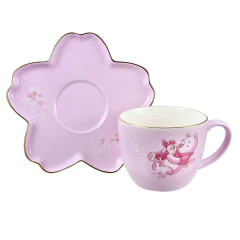 Japan Disney Store Tea Cup Set - Pooh Hug Piglet / Sakura Series