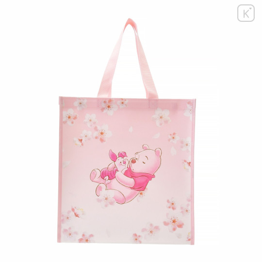 Japan Disney Store Eco Shopping bag (L) - Pooh Hug Piglet / Sakura Series - 1