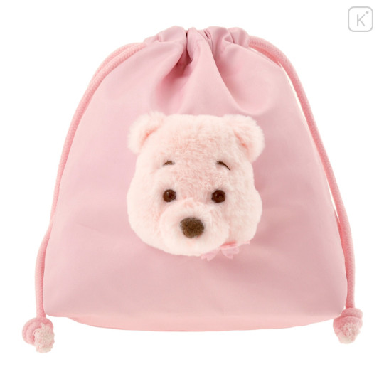 Japan Disney Store Drawstring Bag - Winnie the Pooh / Plush Face / Sakura Series - 1