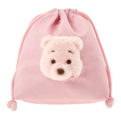 Japan Disney Store Drawstring Bag - Winnie the Pooh / Plush Face / Sakura Series
