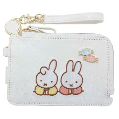 Japan Miffy Card Holder Purse with Reel - White