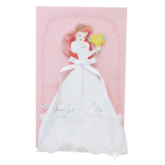 Japan Disney 3D Princess Wedding Dress Greeting Card - The Little Mermaid / Ariel