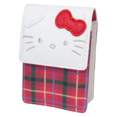 Japan Sanrio Small Accessory Case - Hello Kitty / Gingham Red & Green