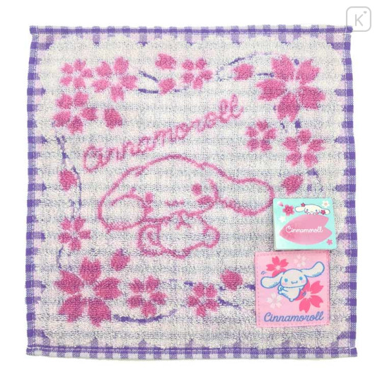 Japan Sanrio Jacquard Towel Handkerchief - Cinnamoroll / Sakura Series / Purple - 1