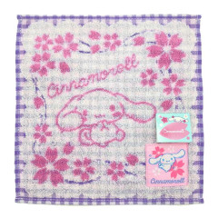 Japan Sanrio Jacquard Towel Handkerchief - Cinnamoroll / Sakura Series / Purple