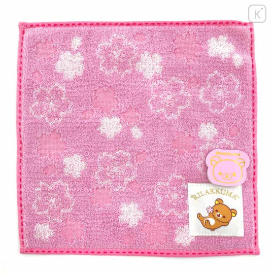 Japan San-X Jacquard Towel Handkerchief - Rilakkuma / Sakura Series / Pink - 1