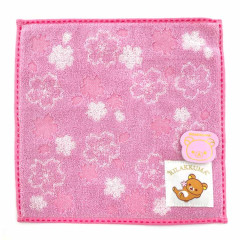 Japan San-X Jacquard Towel Handkerchief - Rilakkuma / Sakura Series / Pink