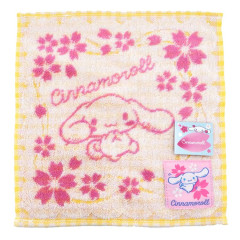 Japan Sanrio Jacquard Towel Handkerchief - Cinnamoroll / Sakura Series / Yellow