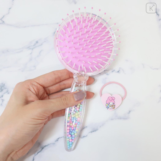 Japan Sanrio Hair Brush & Hair Tie - My Melody / Colorful Bead - 2
