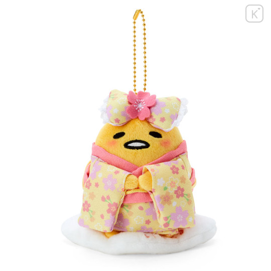 Japan Sanrio Mascot Holder - Gudetama / Sakura Kimono Yellow - 1