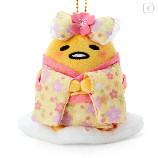 Japan Sanrio Mascot Holder - Gudetama / Sakura Kimono Yellow - 2