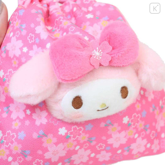 Japan Sanrio Plush-Drawstring Pouch - My Melody / Sakura Kimono / Pink - 3