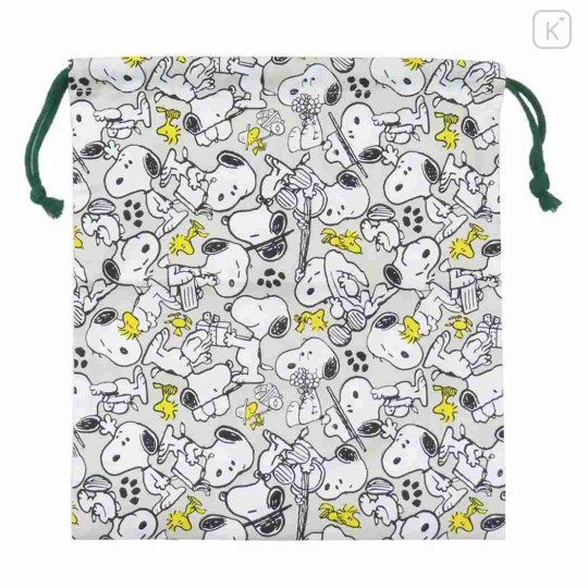 Japan Peanuts Drawstring Bag (L) - Snoopy : Light Grey Daily - 1