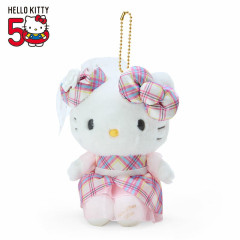 Japan Sanrio Original Mascot Holder - Hello Kitty / Tartan 50th Anniversary