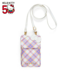 Japan Sanrio Original Smartphone Shoulder Bag - Hello Kitty / Tartan 50th Anniversary