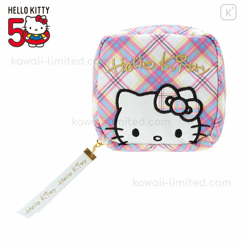Japan Sanrio Original Pouch - Hello Kitty / Tartan 50th Anniversary