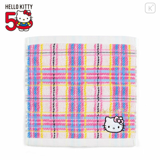 Japan Sanrio Original Petit Towel - Hello Kitty / Tartan 50th Anniversary - 1