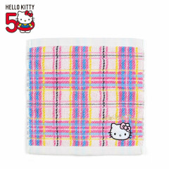 Japan Sanrio Original Petit Towel - Hello Kitty / Tartan 50th Anniversary