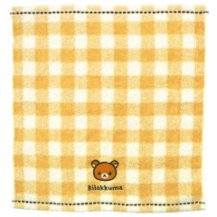 Japan San-X Jacquard Towel Handkerchief - Rilakkuma / Gingham / Orange Yellow