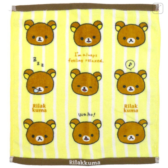 Japan San-X Jacquard Towel Handkerchief - Rilakkuma / Face / Yellow - 1