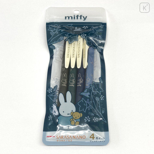 Japan Miffy Sarasa Nano Clip Gel Pen 4pcs Set - C - 1