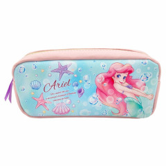 Japan Disney Pencil Case Pouch - Little Mermaid Ariel & Flounder / Pink Blue