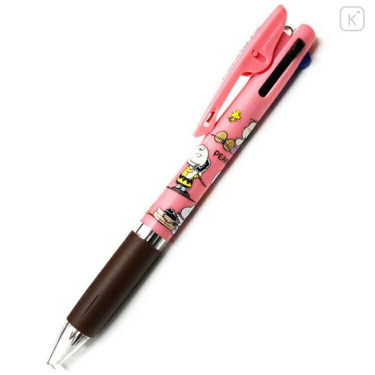 Japan Peanuts Jetstream 3 Color Multi Ball Pen - Snoopy & Friends / Pink - 1