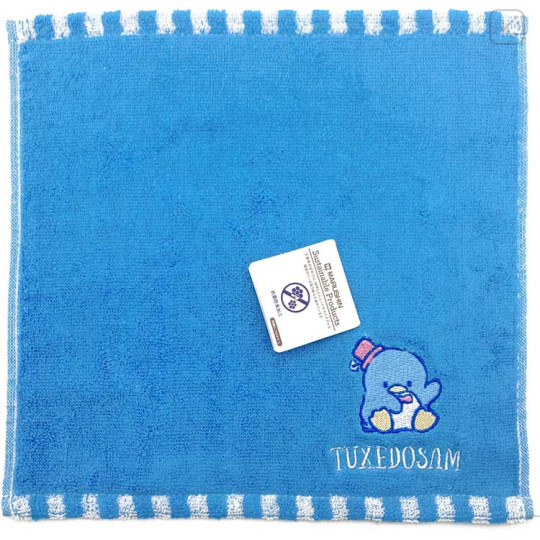 Japan Sanrio Jacquard Embroidered Towel Handkerchief - Tuxedo Sam / Blue - 1