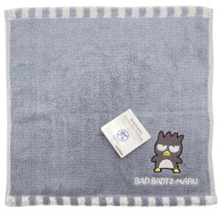 Japan Sanrio Jacquard Embroidered Towel Handkerchief - Bad Badtz-maru / Grey