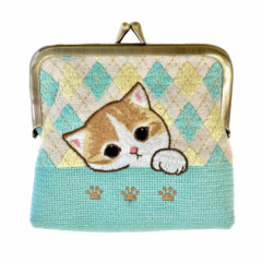 Japan Mofusand Embroidery Mini Pouch - Cat / Green