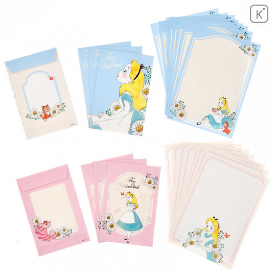 Japan Disney Store Letter Envelope Set with File - Alice in Wonderland & Cheshire Cat - 3
