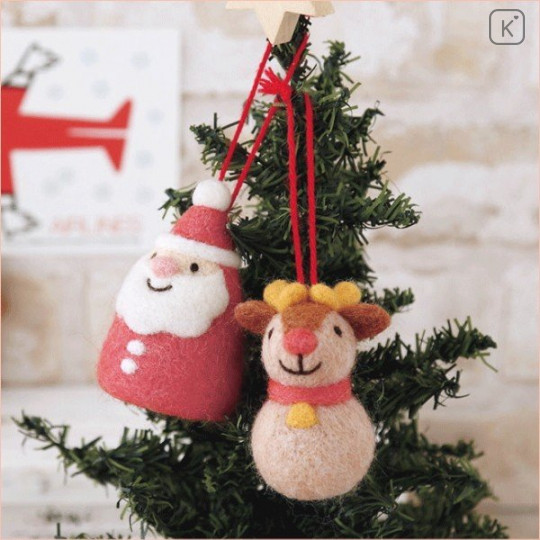 Japan Hamanaka Wool Needle Felting Kit - Christmas Santa & Reindeer - 1
