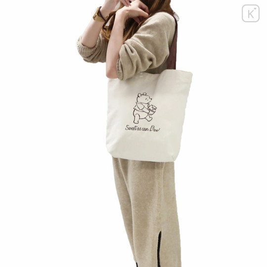 Japan Disney Tote Bag - Pooh : My Favourite Bear Beige - 4